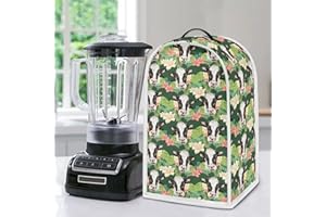 Poceacles Copertura per frullatore da cucina, motivo a fiori di mucca, con supporto per frullatore o caffettiera, copertura antipolvere con manico superiore