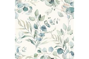 Rasch Papel pintado 300215 - Papel pintado no tejido brillante con eucalipto y plantas verdes en aspecto de acuarela