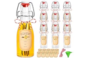 SHIZAK 10 Pcs 150ml Glass Flip Top Bottles with Airtight Lids Clear Small Bottle for Kitchen Wine Juicing Bottles