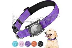 AgoumLux Collare Cane Airtag Integrato Apple Air Tag Supporto Impermeabile Collari Riflettente e Regolabile per Cani Grande, Media e Piccola