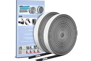 POWOBEST Klettband Selbstklebend Extra Stark,10Mx20mm Doppelseitig Klett Mit Klettverschluss Kelbstklebendes, Schwarz Klebepad Flauschband Und Hakenband Für Fliegengitter, Couch-Kissen