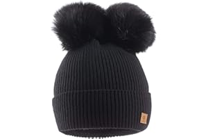 MFAZ Morefaz Ltd Mujer Gorro de Invierno Beanie Sombrero De Invierno Doble Pompón Esquí de Moda