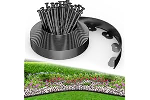 Fixmend Lawn Edging, 10m Garden Edging Border with 30 Pegs, Plastic Garden Borders Edging, Flexible for Flower Beds Edging, Grass Edging, Lawns and Paths
