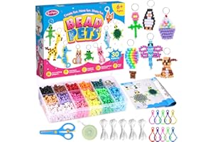 Funtopia Perles Poney pour Créer vos Propres Bijoux d'animaux de Compagnie, avec Porte-Clés Animaux Instructions, pour Perles Kandi Colorées pour Bracelets, Kit de Loisirs Créatifs, Kit de Bricolage