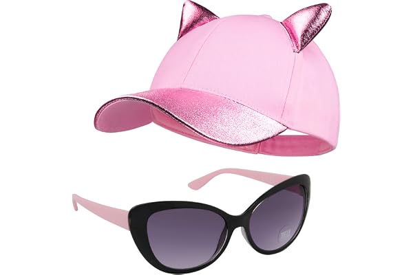 CityComfort Casquette Enfant Fille, Ensemble Casquette et Lunettes de Soleil Enfant, Casquette Fantaisie Visière à Paillettes