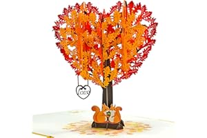 CUTPOPUP Carte Anniversaire Pop Up, Carte De Voeux 3D (Écureuils Et Arbre Coeur)