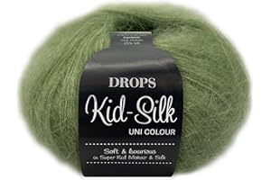 Frida's Wollhaus Drops 25 g Kid-Silk Mohair & Seda Encaje Hilo de Encaje Mullido 47 Colores (18 | Verde Manzana)