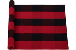 sourcing map Rug Living Room Rectangle Bedroom Mat Children's Room Plaid Cotton Indoor & Outdoor Washable Buffalo Rug with Checked Mats Red/Black 60 x 90 cm
