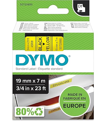 DYMO D1 -Durable Labels - Black on White - 12mm x 5.5m