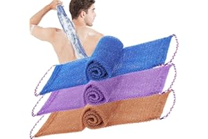 TENQUAN 3 PCS African Exfoliating Net Bath Sponge Exfoliating Body Scrubber Shower Scrubber Skin Smoother for Men Women Clean Clear Exfoliating Daily Wash(Purple Blue Coffee)