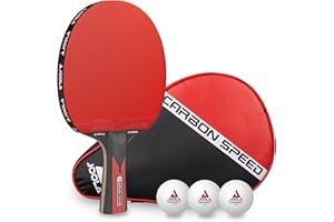 JOOLA Carbon Control Table Tennis Bat for Advanced Players, Carbon Speed Table Tennis Set, Includes Premium Table Tennis Balls 40+ mm, Table Tennis Case