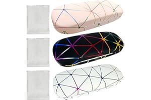 Xpieoyrm 3 Stück Brillenetui Hardcase, Hardcase Brillenetui, Kratzfeste Brillenbox Leder Hartschalenetui mit Putztuch,Brillenbox Tragbare Harte für die meisten Brillen und Sonnenbrillen