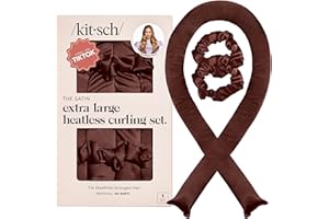Kitsch Juego de rizadores de satén sin calor XL – Rizadores de pelo durante la noche para dormir, rizos sin calor, rizadores de pelo jumbo sin calor, rizadores de pelo durante la noche, diadema de