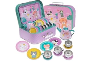 Jewelkeeper Joyero - Juego de té de Juguete para niños & Estuche - Diseño de Gato