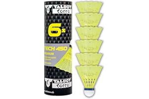 Talbot-Torro Volani da Badminton Tech 450, Lattina 6 Pezzi, in Nilon Premium