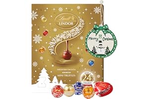 Assorted Lindt Chocolates Advent Calendar 2025-24 Days Christmas Countdpwn Mini Truffles Advent Calendar 117g with Topline Tree Decoration. Christmas Gifts for Women, Gifts for Colleagues