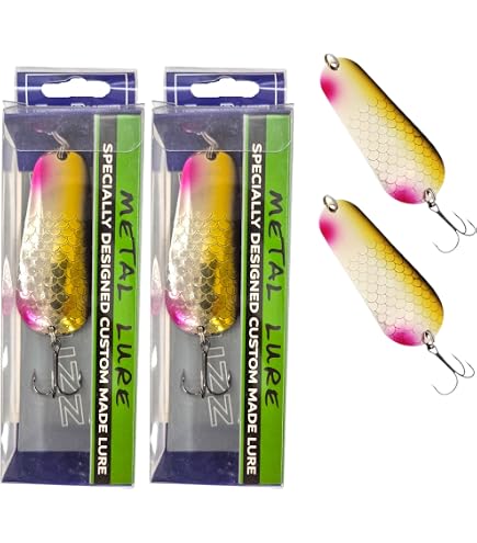 SEABUZZ Freccia asimmetrica, 22 g/7,5 cm, esca da pesca con gancio per trapano, cucchiaio di metallo per pesca con spinner sport – Angel Spoon – esca per luccio (BML