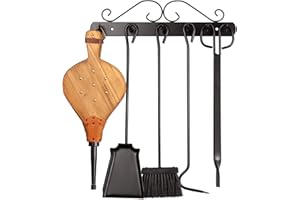 Boladeta Ensemble serviteur de cheminée 5 pièces Noir avec soufflet