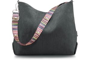 Prite Shopper Tasche Damen Groß Cord Tasche Tote Bag mit Verstellbarem Schultergurt für College Schule Arbeit Reisen Einkaufen