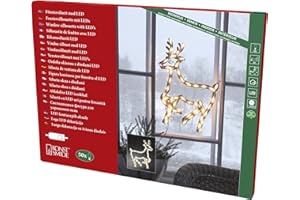 ‎KONSTSMIDE Konstsmide LED Fenstersilhouette, Rentier, 50 warm weiße Dioden, 230V, Innen, weißes Kabel - 2174-010, Reindeer