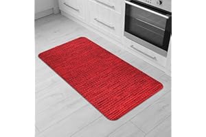Comart, Alfombra Nancy para Cocina, Pasillo y decoración, Antideslizante, de Chenilla, Borde Antideslizante, Suave, Resistente, Lavable a máquina, Fabricada en Italia, Color Rojo, 50 x 100 cm