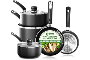 KICHLY Non-stick kastruller och stekpannor set, 5 st 20 cm 28 cm induktionspannor kastrull med lock 20 cm 18 cm icke-induktio