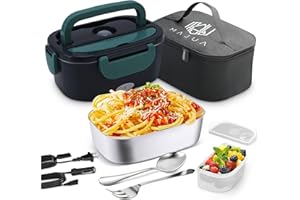 AULAM ® Fiambrera Electrica 3 En 1 220V+12V Calentador de Comida para Coche Camión y Trabajo Portatil Termo Comida Caliente A