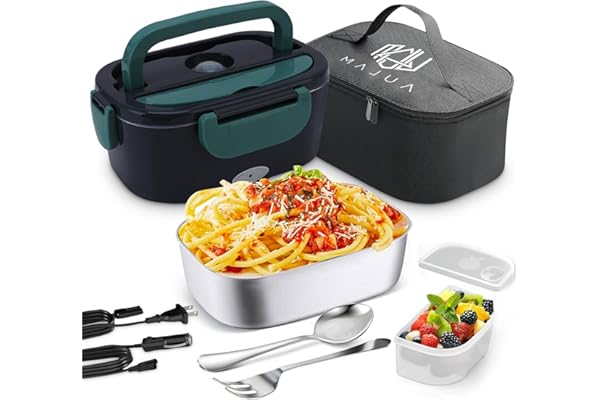 AULAM ® Fiambrera Electrica 3 En 1 220V+12V Calentador de Comida para Coche Camión y Trabajo Portatil Termo Comida Caliente Acero Inoxidable 1.5L 60 W