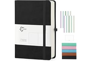 Fasood Notizbuch A5 Dotted Bullet Journal,Hardcover Notizbücher,mit 320 Seiten,100g/m² Dickes Papier,PU Hard Cover Notebook,Mehrfarbige Registerkarten, Innentaschen,für Tägliches Arbeitstagebuch