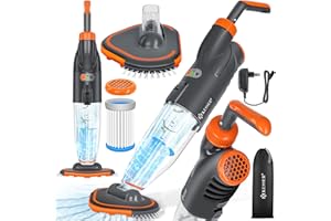 KESSER® Poolsauger mit Akku | elektrisch Pool Bodensauger Handsauger | Poolreiniger mit Filter & 2-Geschwindigkeits-System | Handsauger Reinigungsset kabellos bis zu 25 m³, Orange