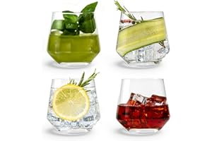 GIN 42 BOTANICALS Verres à Gin Tonic - Coffret cadeau de 4 | 400 ml | Ensemble de verres à gin tonic | Pour de gros glaçons | Adapté au lave-vaisselle | Cadeau pour hommes et femmes