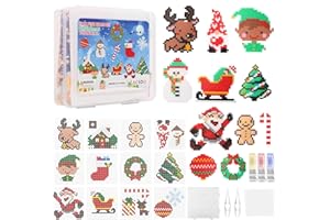 EIKEJI Perline da Stirare, 7000 Perline a Fusione 5MM, Natale Perline Modelli, 12 Pezzo 1:1 Modello e carta da stiro, DIY Plug-in Perline Set Craft Set per Bambini Regalo Decorazione di Natale