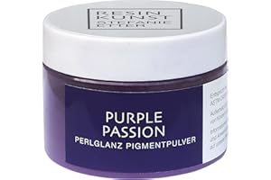 Resin Kunst Poudre pigmentée nacrée, violet passion, 50 g, poudre de mica, pigment de couleur pour résine synthétique, peinture époxy, en violet