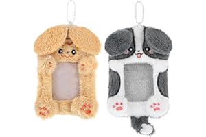 XLIUAX 2 Stück Photocard Holder, Plüsch Fotokartenhalter, Weiche Cartoon Foto Schutzhülle Idol Niedliche Kartenhülle für Schule Büro Outdoor Mädchen Koreanischer Stil Kartenhülle