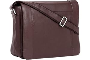 J. Wilson London - Designer Genuine Real Leather 14" Laptop Handmade Unisex Crossover Shoulder Messenger Briefcase Bag Satchel