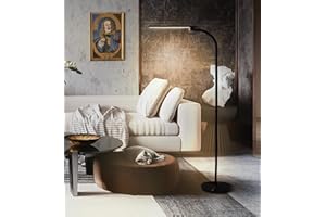 Lanmonlily Lámpara de pie LED - Lámpara de pie led regulable 10 W con Mando a Distancia - giratoria 360 ° Lámpara de Pie con Cuello de Cisne Ajustable en Altura para Salón y Dormitorio (Negro)