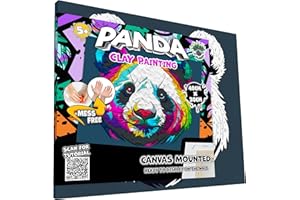 SPLAT PLANET Mess-Free Panda Clay Painting Kit, Air Dry Clay Modelling Kit, Sensory 3D Canvas Fun Arts and Crafts Kit for Kids, Pre-Framed 40x30cm with Tools & Idea Guide – Fun, Hands-On Gift for Creativity