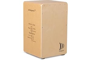 Schlagwerk CP80 Cajon Rudiments nature Large - Cajon Instrument mit zwei Snare Teppichen 50 x 30 x 30 cm - Naturholz Birke mit Design-Aufdruck - Made in Germany