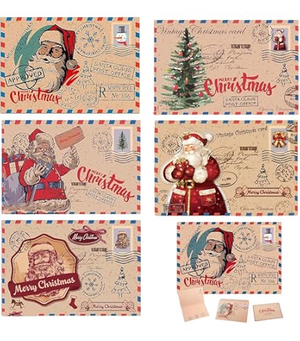 Set van 6 Kerstkaarten met envelop Kuifje & de Kerstman - collectura