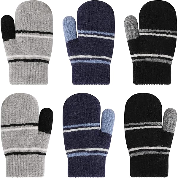 Gants D'hiver Enfants 3 Paires - Taille Unique 3-8 Ans - Polyester Doux, Extensible - Motif Panda Et Colorés - 2