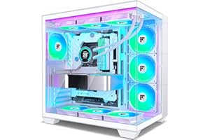 FOIFKIN F600 Case PC – Ventola 7 PWM ARGB preinstallata, ATX Mid-Tower Gaming PC, vetro panoramico 270° con Type-C (bianco)