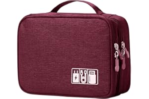 RAPECOTT Elektronische Tasche, Kabel organizer tasche, Elektronik organizer, kabel tasche, kabel reise organizer, sd usb tasche, universal travel Kabel elektronik Zubehör,Organizer Case für Handy (3layer,Rot)