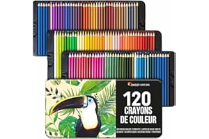 Zenacolor - 120 Crayons de Couleur Professionnels, avec Boîte en Métal - Set de 120 Couleurs Uniques - Dessin, Esquisse, Coloration - Pour Adultes et Enfants
