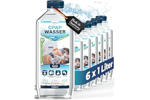 6x Qindoo CPAP Wasser I bidest Wasser für Sauerstoffgerät, Inhalator, Luftbefeuchter, Verdampfer, Bedampfer, Atemgas-Befeuchtung CPAP Geräte (6 Liter)