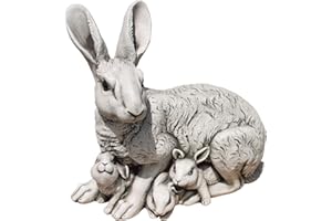 AnaParra Figura Decorativa Liebre en Hormigón Piedra de jardín 36X34cm. Natural Musgo