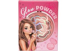 Depesche 13487 TOPModel - Glow Puder Beauty and Me, im runden Klappdöschen, leicht glänzend in Rosa- und Brauntönen, inkl. Spiegel und Schwämmchen