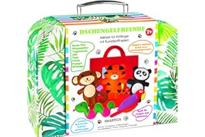 SMARTICA Primer kit de costura para niños – Regalo de cumpleaños de Navidad para niñas y niños – Costurar para principiantes – Juego de manualidades de costura animales de la selva