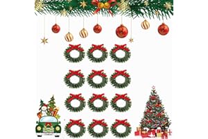 TUKNN Mini Corona de Navidad,Corona Navidad Puerta,Guirnaldas Mesa Hogar,12 Pcs