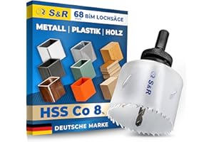 S&R Profesjonalna otwornica Bimetal 68 mm, HSS Co 8% (stal M42), wysoka głębokość cięcia 48 mm, otwornica BiM do metalu, stali nierdzewnej, drewna, tworzywa sztucznego, płyt gipsowo-kartonowych, MDF