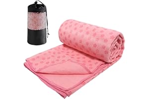 Audasi Yoga Mat Towel Serviette pour Tapis De Yoga Serviette De Yoga Antidérapante 183 * 63Cm Gymnastique À Séchage Rapide Serviette De Tapis De Yoga Et Respirante pour Bikram Pilates Rose